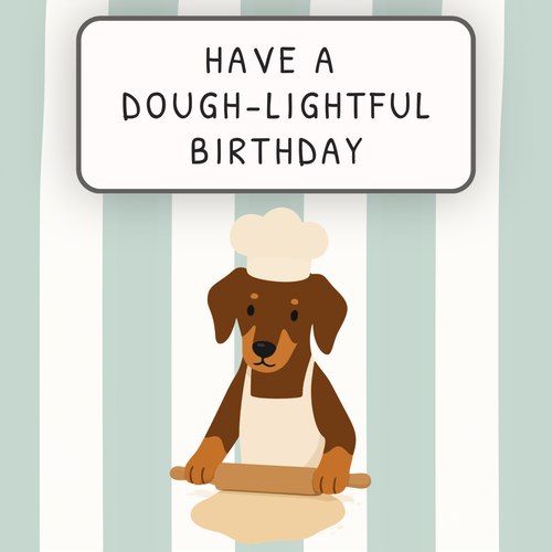 Funny Doberman Birthday Card - Doughlightful Birthday